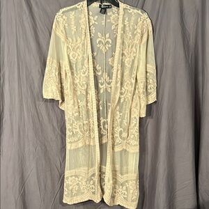 Miss Chievous Tan Kimono Lace Duster